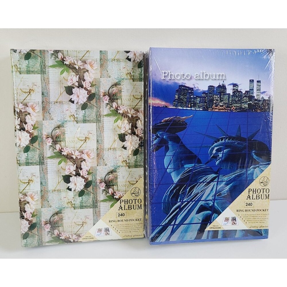 Photo Album Set 240 Photo Capacity Floral & City Scene Design Lindsey Sinclair